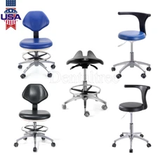 Dental Dentist Doctor Assistant Stool Adjustable Height Mobile Chair PU Leather