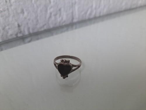 Bel Vecchio Anello, 925 Argento Con Onice Nero, Cuore