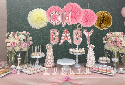 rose pink baby shower