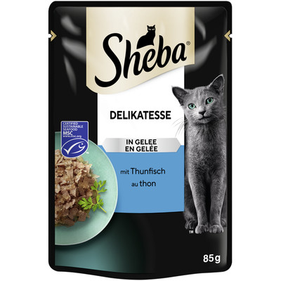 Sheba Portionsbeutel Delicato mit Thunfisch in Gelee 56 x 85g (15,95 /kg)