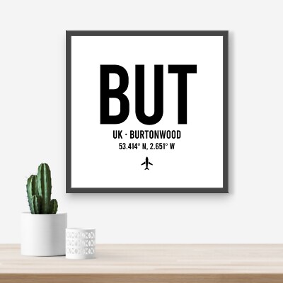 Personalisierter Burtonwood UK Flughafen Code Druck - jeder Flughafen/Standort, Luftfahrt