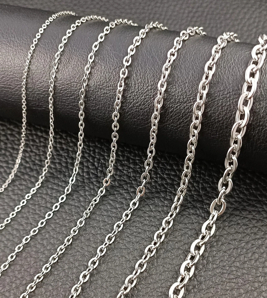 Edelstahl Ankerkette Halskette Größe 1,5-5 mm Silber Herren,Damen Modeschmuck