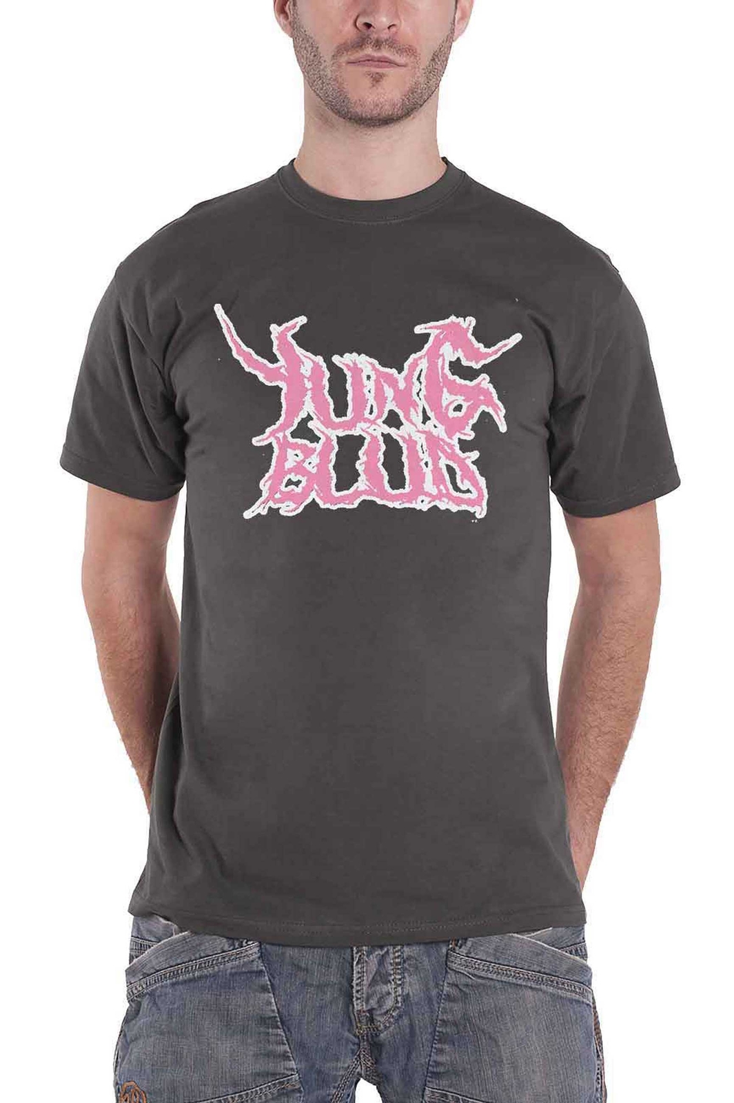 Yungblud DEADHAPPY Pink Logo Official Men's Charcoal Grey T-Shirt