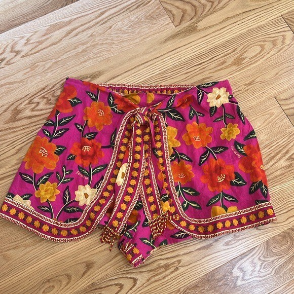 Farm Rio size XL pink multi floral tapestry shorts | eBay