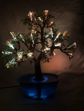 Fiberoptic Tree Tabletop Light Up Plug In 12” Ht. Fairy Nature *see Pic Paint