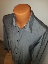  Large Mens Calvin klein Dress Shirt Steel Gray SLIM Fit