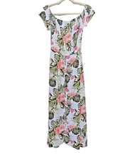 J FOR JUSTIFY Romper Dress Dress  S(4-6)Women High Low White Green Floral Casual