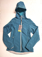 Kirkland Signature Womens Jacket Small Teal Softshell Hooded Long Sleeve Zip
