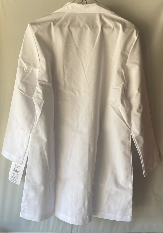 Meta Labwear Womens Lab Coat White Pockets Long Sleeve Notch Lapel M New costume - Image 3 of 4