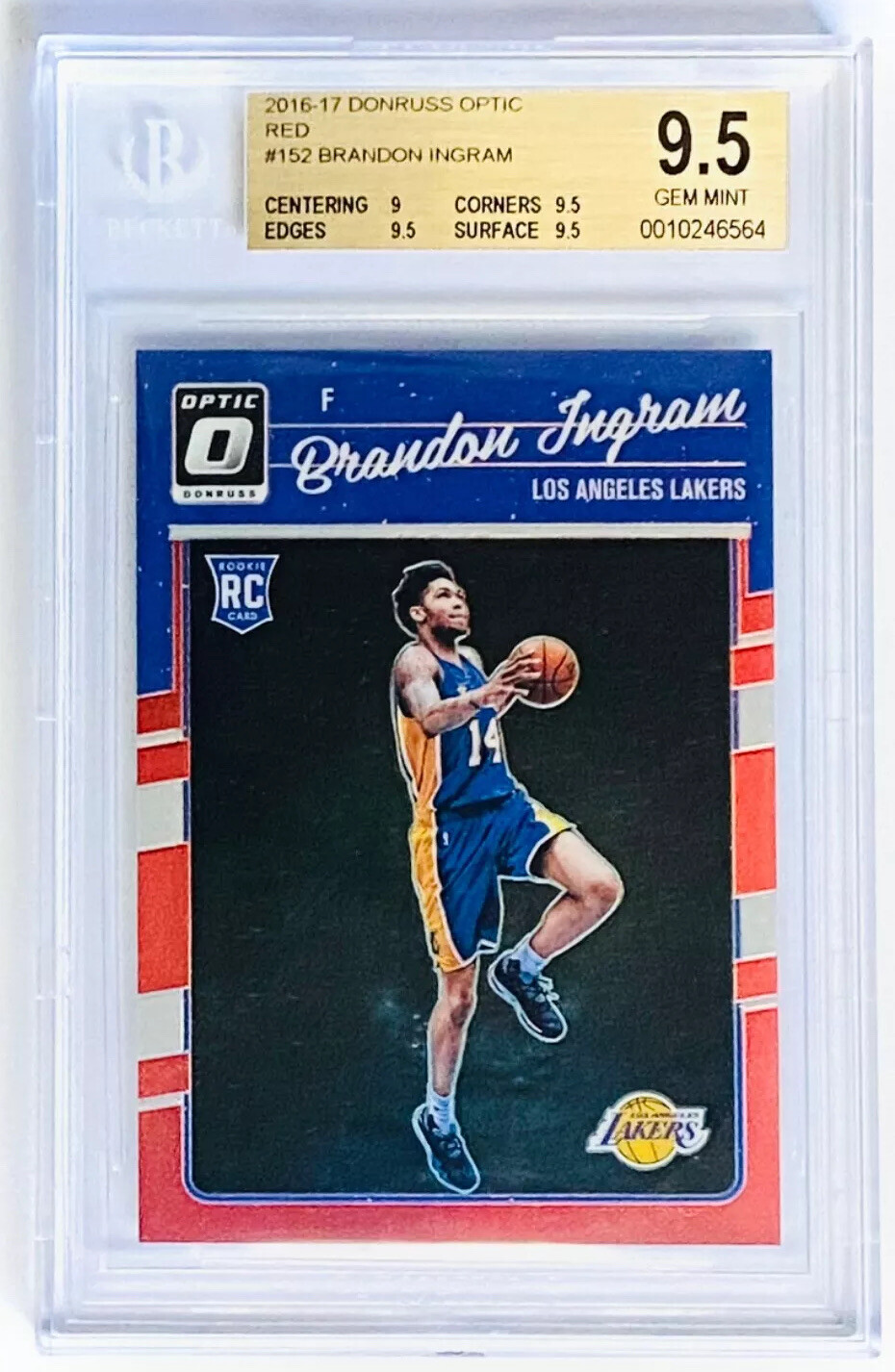 2016-17 Donruss Optic Brandon Ingram RC Red Prizm Holo /99 BGS 9.5 Gem 💎 rookie