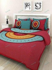 Home Decor Jaipuri Printed Winkle Free Cotton Double Bed Sheet, 2 Pillow Cover