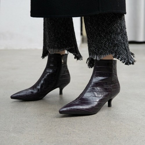 leather ankle boots kitten heel