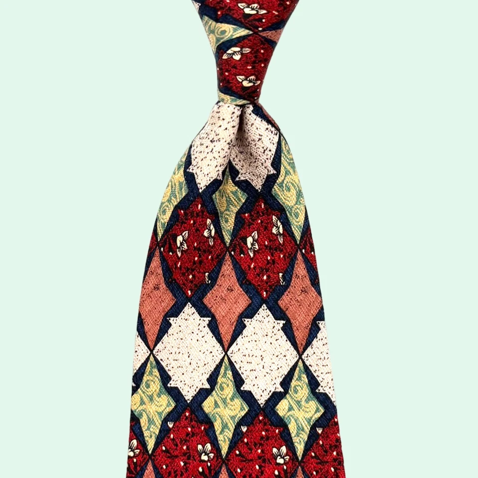 Tino Cosma 多色领带 - 抽象花卉几何图案丝绸意大利领带 — 第 3/4 张图片