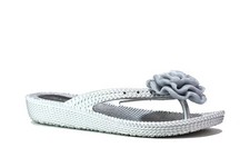 Ladies Black Flip Flops Womens Slip On Flower Gem Summer Beach Uk Sizes 3-8