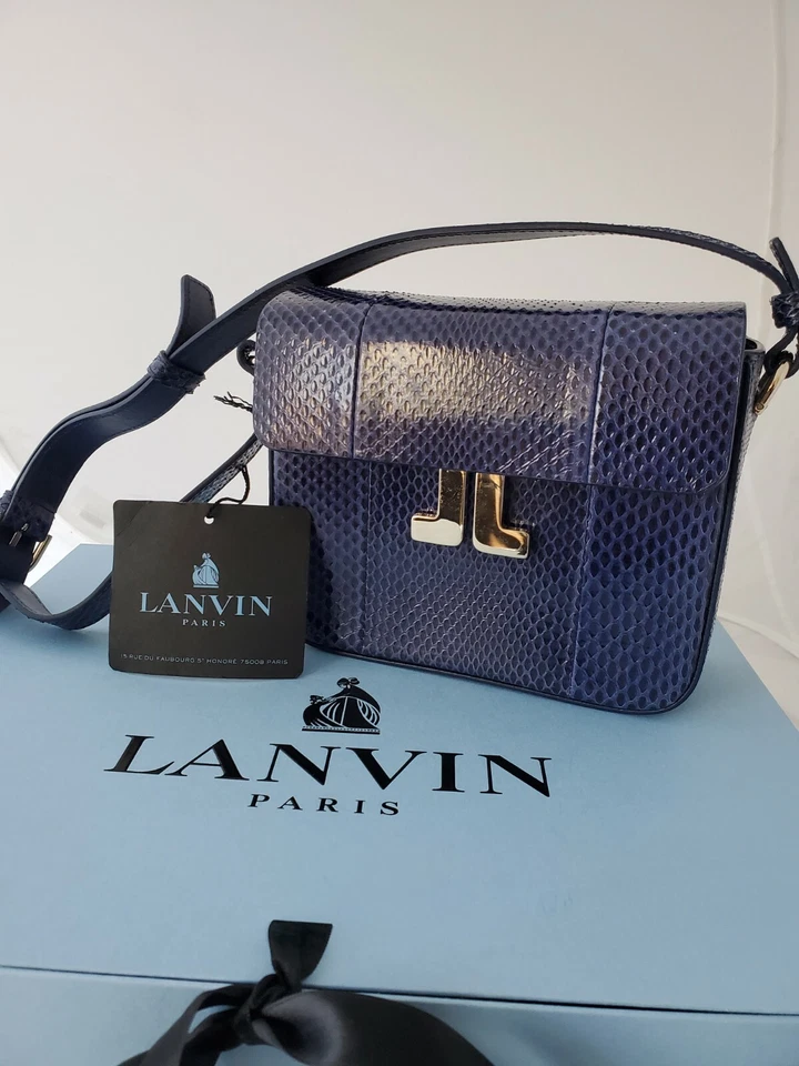 Nuevo con etiquetas Bolso de Mujer Lanvin Piel de Serpiente Azul Marino Mini JL R2195 Hecho en ITALIA Foto 4 de 4