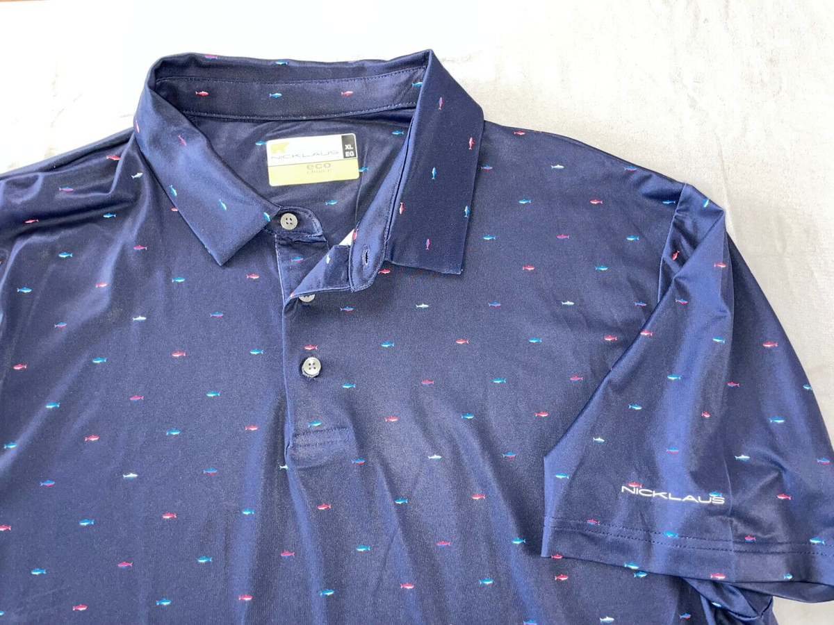 Jack Nicklaus Eco Choice Stretch Polo Golf Shark Geometric