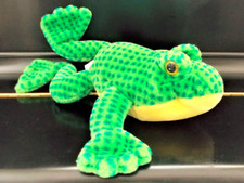 Frog Plush Green Dakin Spotted SOUND Stuffed Animal Croaker 14" 1988 Vtg 80s Yel