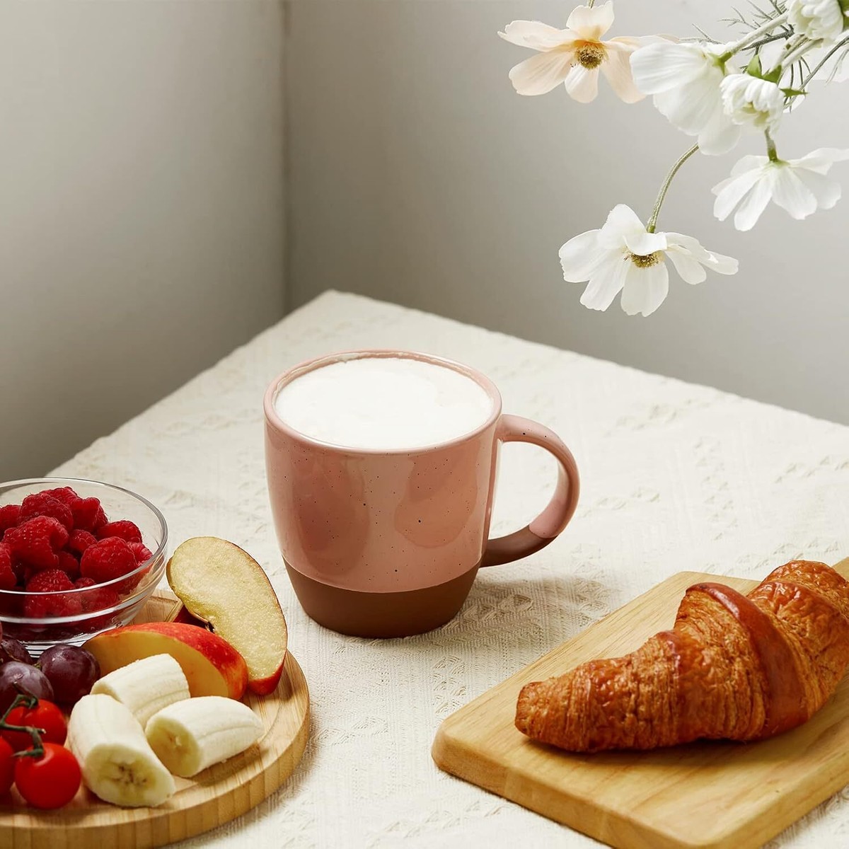 10 oz coffee mug Small Ceramic Coffee Tea Mug Speckled White 8-10 oz Stoneware – Spinware main image 1