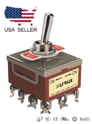 HEAVY DUTY 4PDT ON-ON TOGGLE SWITCH 20A 125V, 15A 250V SCREW TERMINALS (42B)