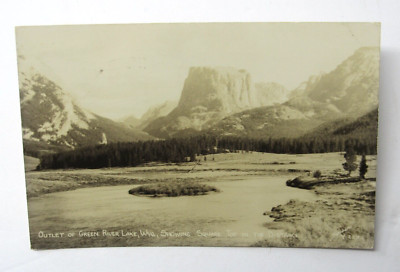 Wyoming Green River Lake Square Top Mountain RPPC AZO Postcard Posted Jackson