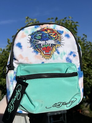 Neuer Ed Hardy Mini Rucksack Tiger türkis weiss bunt mit Etikett Backpack
