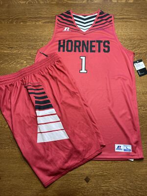 Russell Athletic Mens Hornets Reversible Basketball Jersey #1 Size L NWT