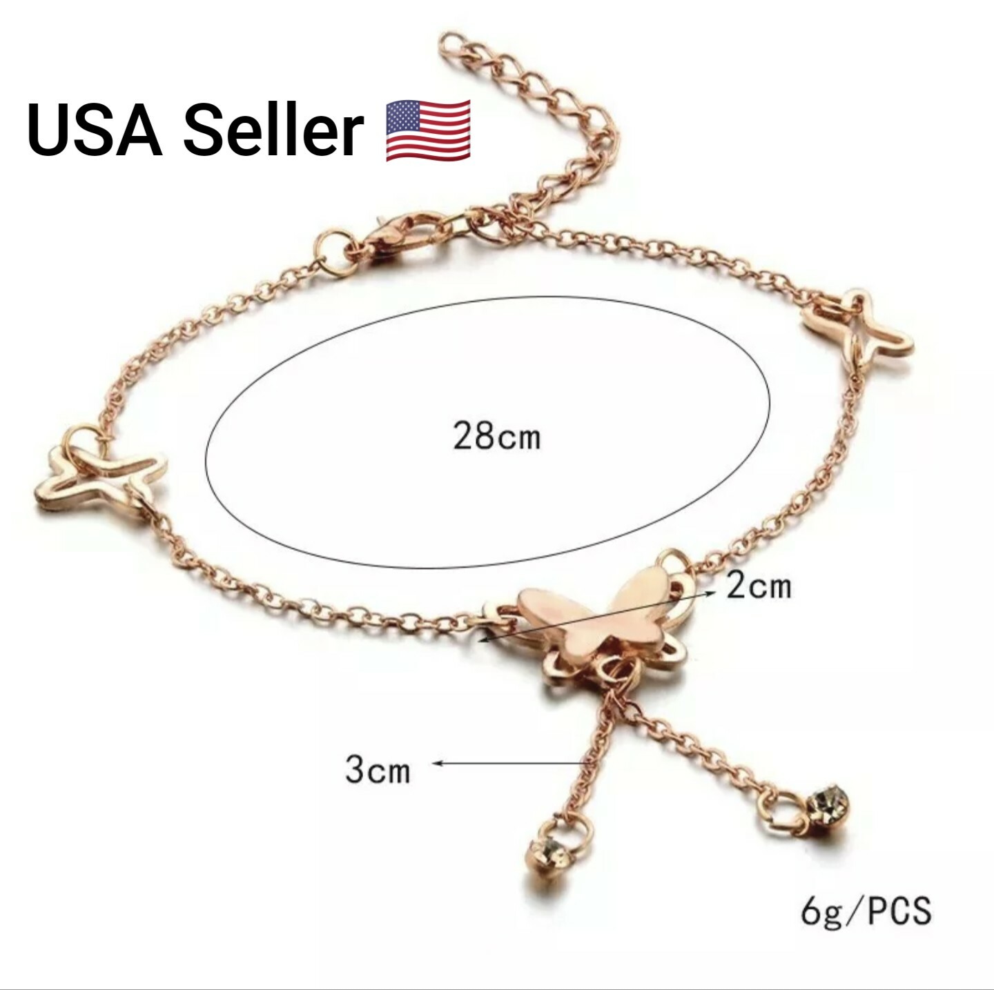 Butterfly Pendant Anklet Summer Beach Yoga Boho Handmade Foot Chain