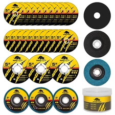 Grinding Cutting Wheels 5 Inch Set -  5" 20 Cut off Wheels, 3 Grinding Wheels, a