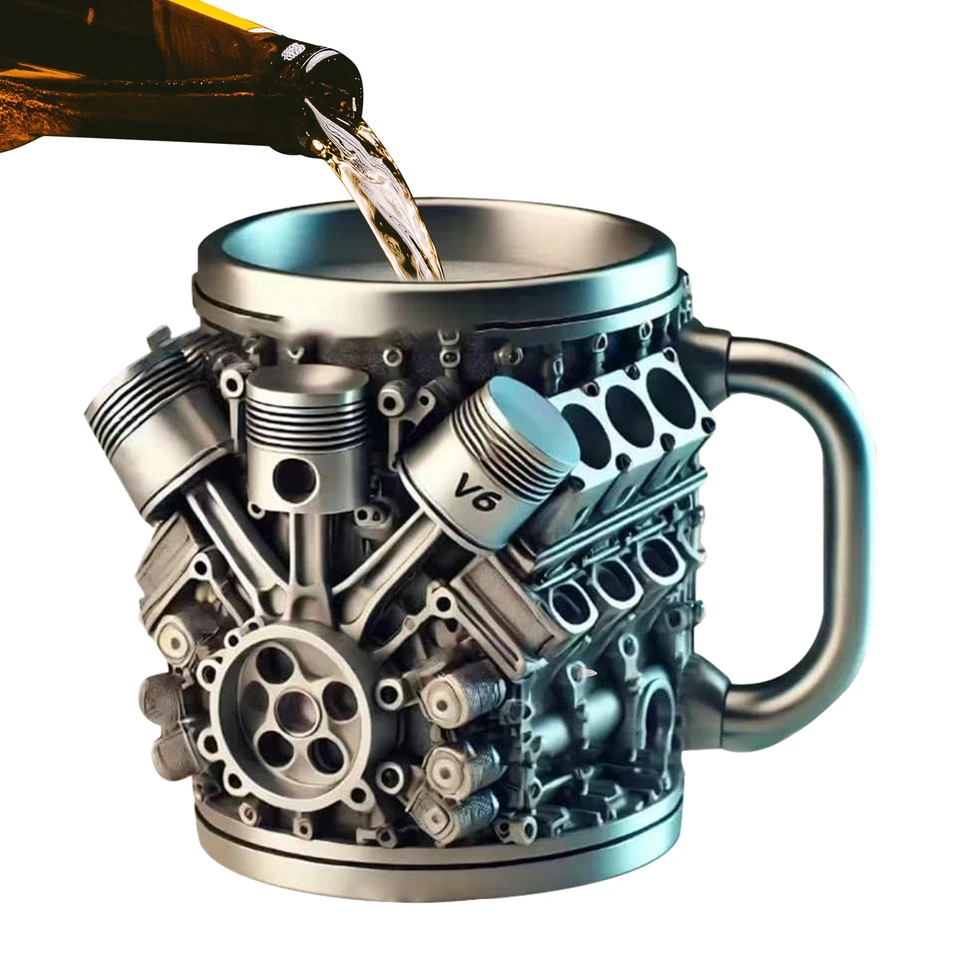 Cyberpunk Mech Engine Coffee Cup - PersonalityEngine Piston Black Coffee Mug - Image 4 of 4