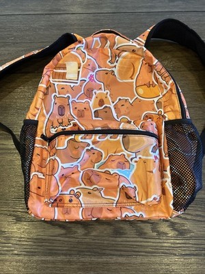 Kawaii Capybara Backpack Cute Animal Cartoon School Bag Kids Orange Daypack