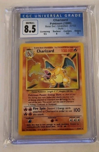 Pokemon Charizard 4/102 Base Set Unlimited CGC 8.5 Old Label With Sub Grades