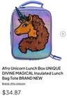 Afro Unicorn Kids Insulated Reusable Lunch Bag w/ Handle, Purple/Blue — photo 3