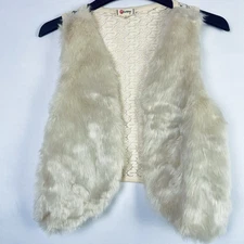 Olsenboye Women's Vest Front Faux Fur Crochet Lace Back Festival Bojo Size XL