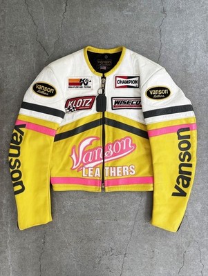 Vanson Leathers Racing Jacket Yellow White | Vintage Motorcycle Leather