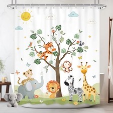 Jungle Animal Shower Curtain for Kids 60"W x 72"L Pack of 1 01kids woodland4 