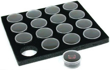 16 Gem Jars Gemstone Tray Showcase Travel Display Black
