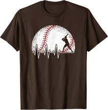 Funny Baseball Heartbeat Vintage Baseball Player Unisex T-Shirt