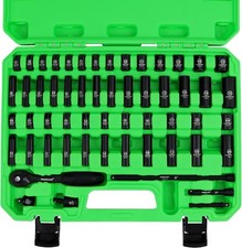 56-piece 14 Drive Master Impact Socket Set Standard Sae And Metric Sockets