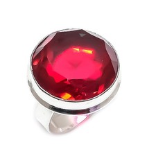 Natural Mozambique Garnet Gemstone 925 Sterling Silver Jewelry Ring Size 7 n281