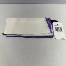 Van Heusen 100 Silk Pocket Square 13" Rolled Hems: White  Purple: New With Tag