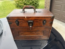 Vintage 5 Drawer Oak Wood Machinist Chest Box Gerstner Union Scherr Ornate w Key