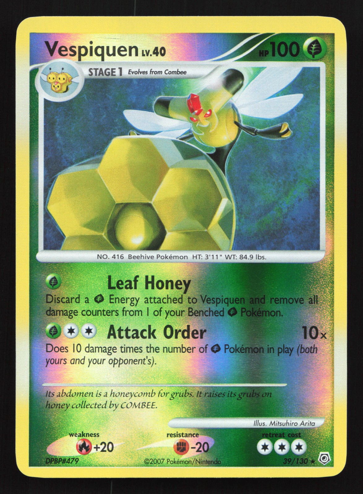 Vespiquen 39/130 Diamond & Pearl Rare Reverse Holo Pokemon Card