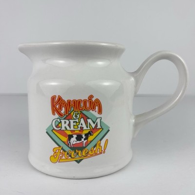 Vintage Kahlua & Cream Ceramic Coffee Creamer Pitcher Mug Frresh! Cow Logo 4 