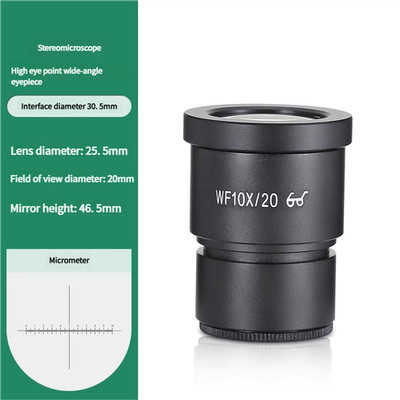 WF10X/20 Eyepiece with Reticle Scale for Stereo Microscope, 30.5mm Mount