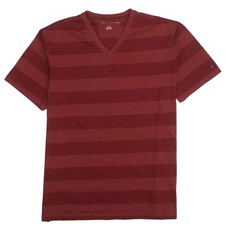 Tommy Hilfiger Men's Red Striped V-Neck Short Sleeve T-Shirt XLT