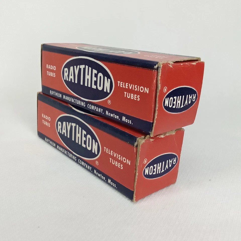Tubo de rádio TV da Segunda Guerra Mundial com caixa conjunto de 2 Raytheon modelo 12AJ6 NOS novo na caixa década de 1940 - Imagem 4 de 4
