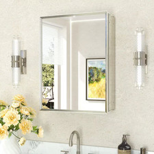 20 In. W X 26 In. H Rectangular Aluminum Medicine Cabinet with Mirror in Brushed