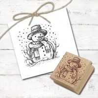 Motivstempel Niedlicher Schneemann Stempel Holzstempel 48Mm X 48Mm
