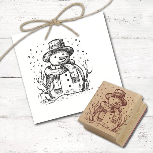 Motivstempel Niedlicher Schneemann Stempel Holzstempel 48Mm X 48Mm-image