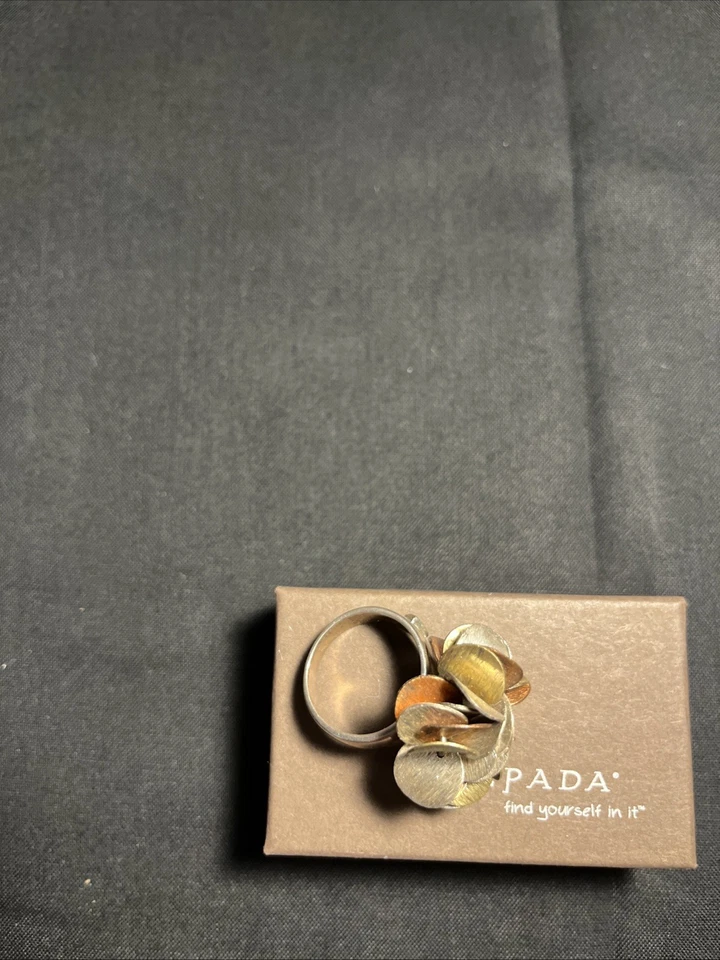 Vin. Anillo Cha Cha Silpada Plata Oxidada, Latón y Cobre Talla 7 - ¡No Usado! Foto 2 de 3